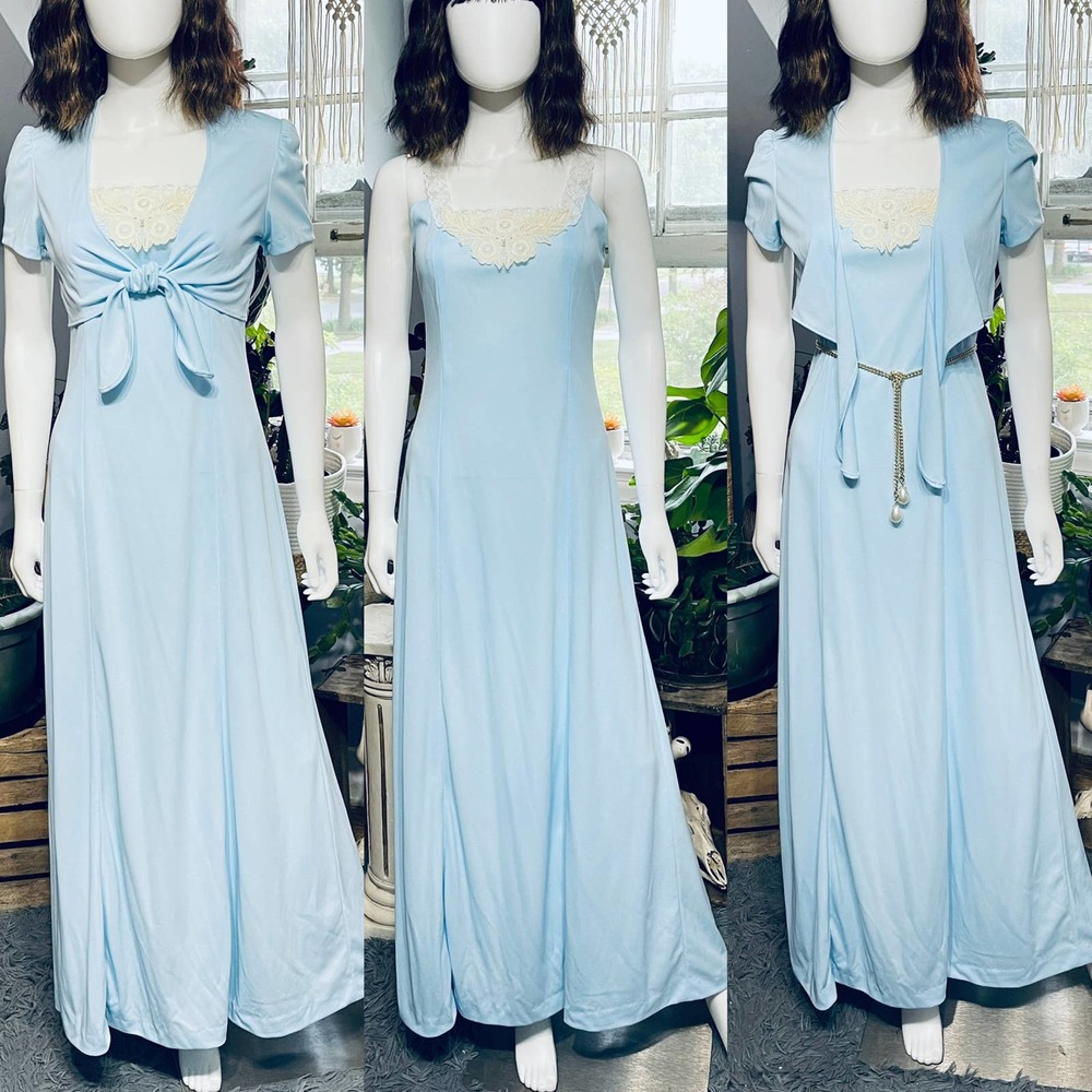 Vintage Maxi Dress & Wrap Top Set